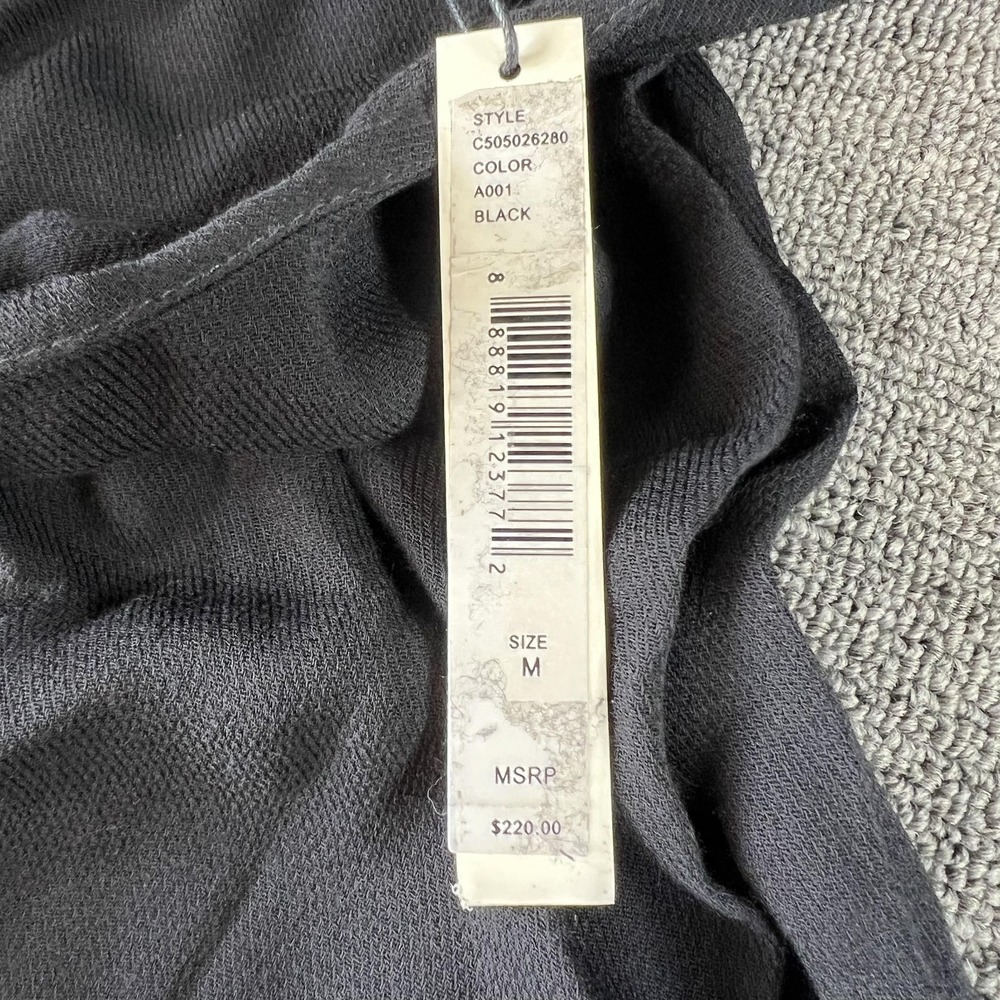 Alice + Olivia Womens Tank Top Medium Black Hi Low Zip Back Leather Trim Tunic - Picture 3 of 11